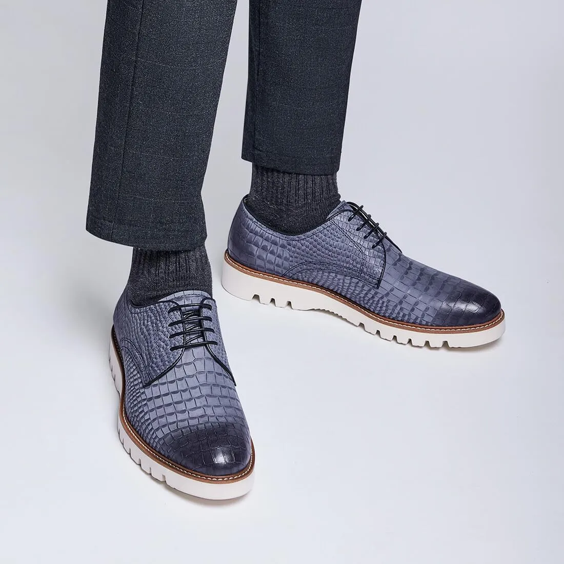Jepsengord Men's Dress Shoes Genuine Italian Cowhide Leather Casual Oxford Derby Sneakers Comfortable Formal Shoes