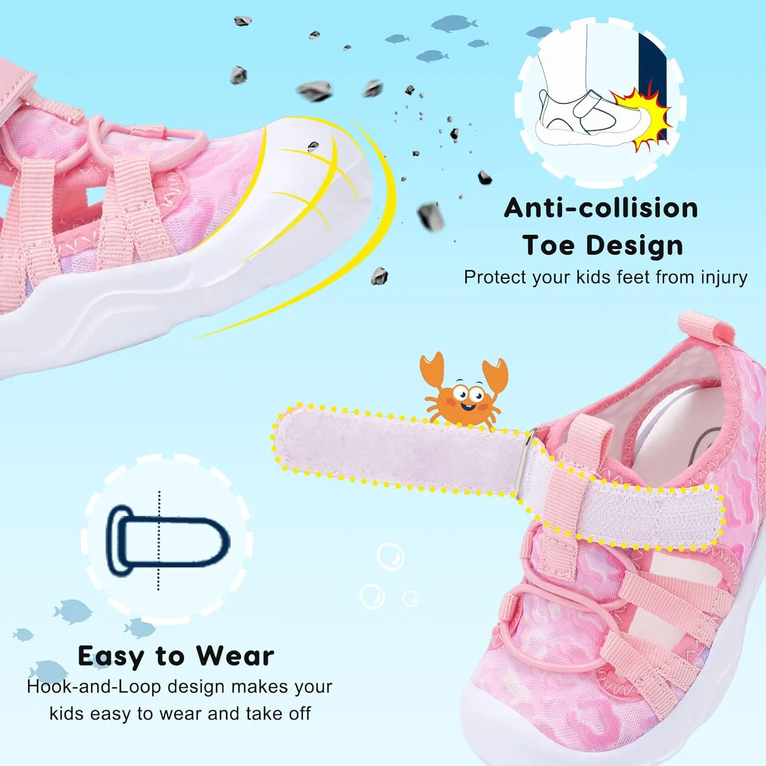 JOINFREE Toddler Boys Girls Water Shoes Breathable Qucik Dry Sport Beach Sandals Lightweight Barefoot Flexible