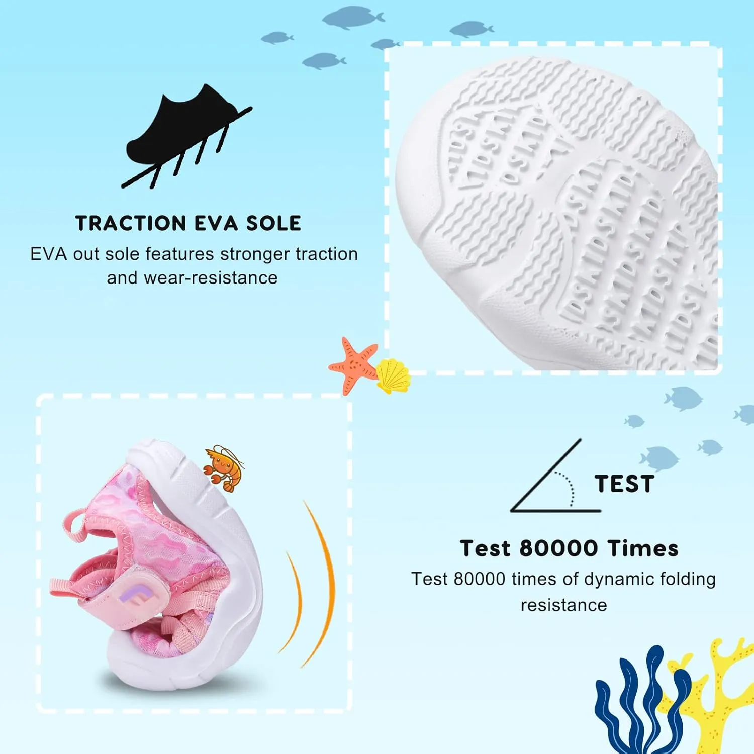 JOINFREE Toddler Boys Girls Water Shoes Breathable Qucik Dry Sport Beach Sandals Lightweight Barefoot Flexible