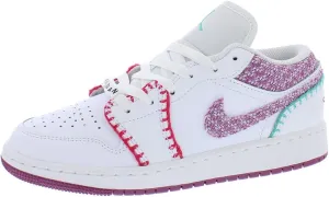 Jordan Big Kid's 1 Low SE White/Light Bordeaux-Rush Pink (DM9037 100)