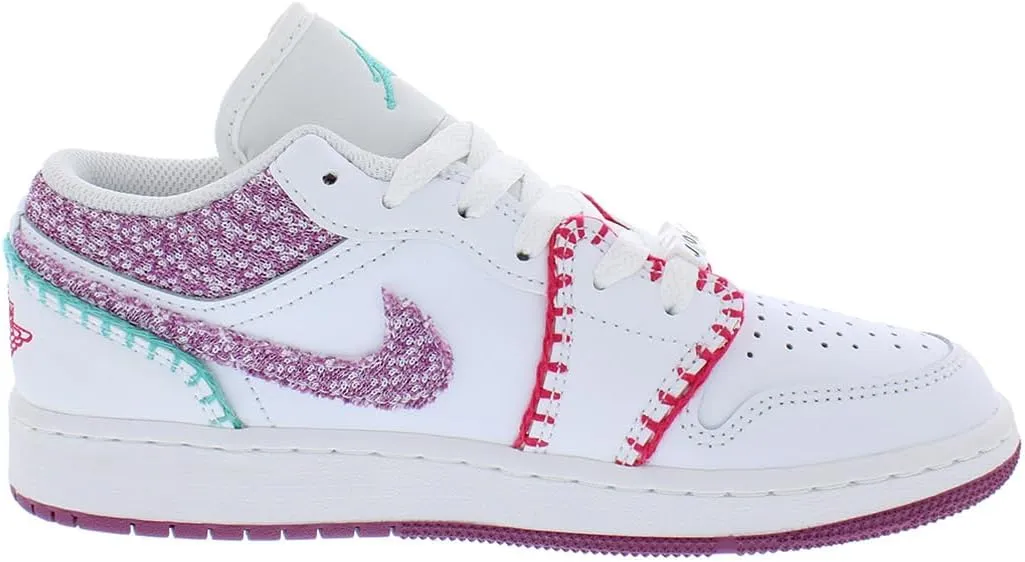 Jordan Big Kid's 1 Low SE White/Light Bordeaux-Rush Pink (DM9037 100)