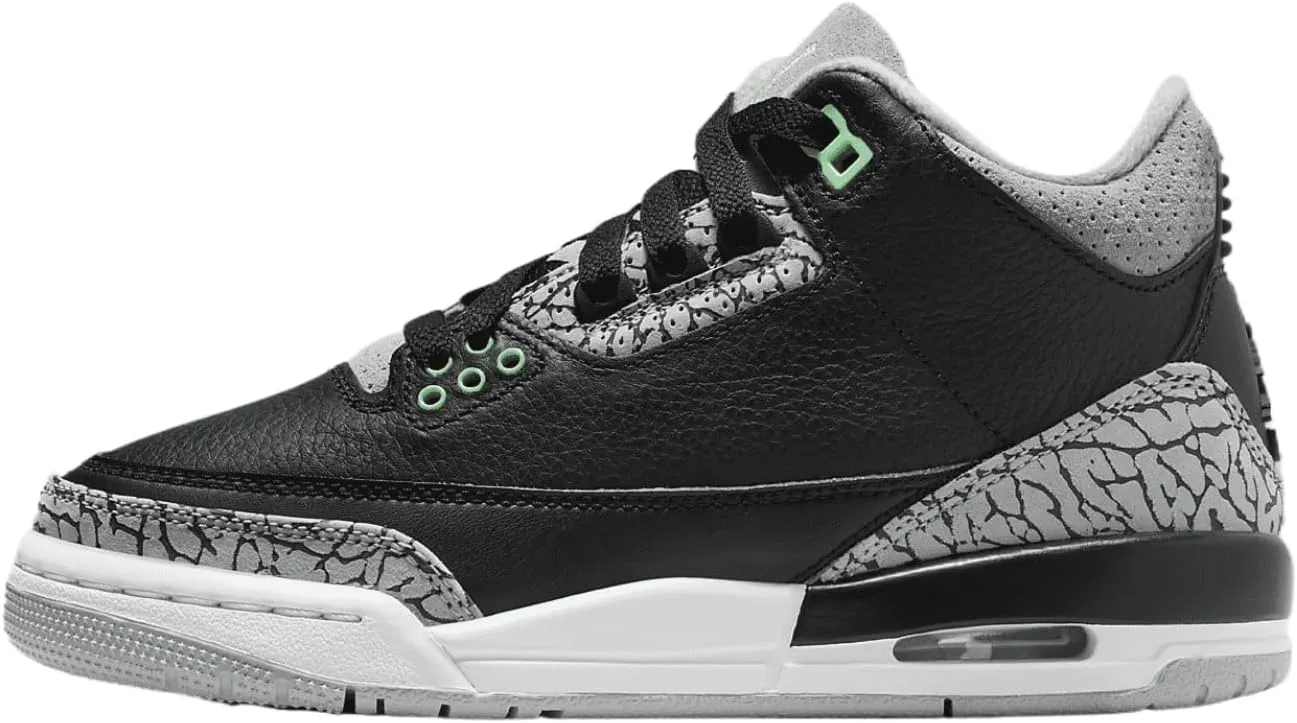 Jordan Big Kid's 3 Retro Black/Green Glow-Wolf Grey (DM0967 031) - 5