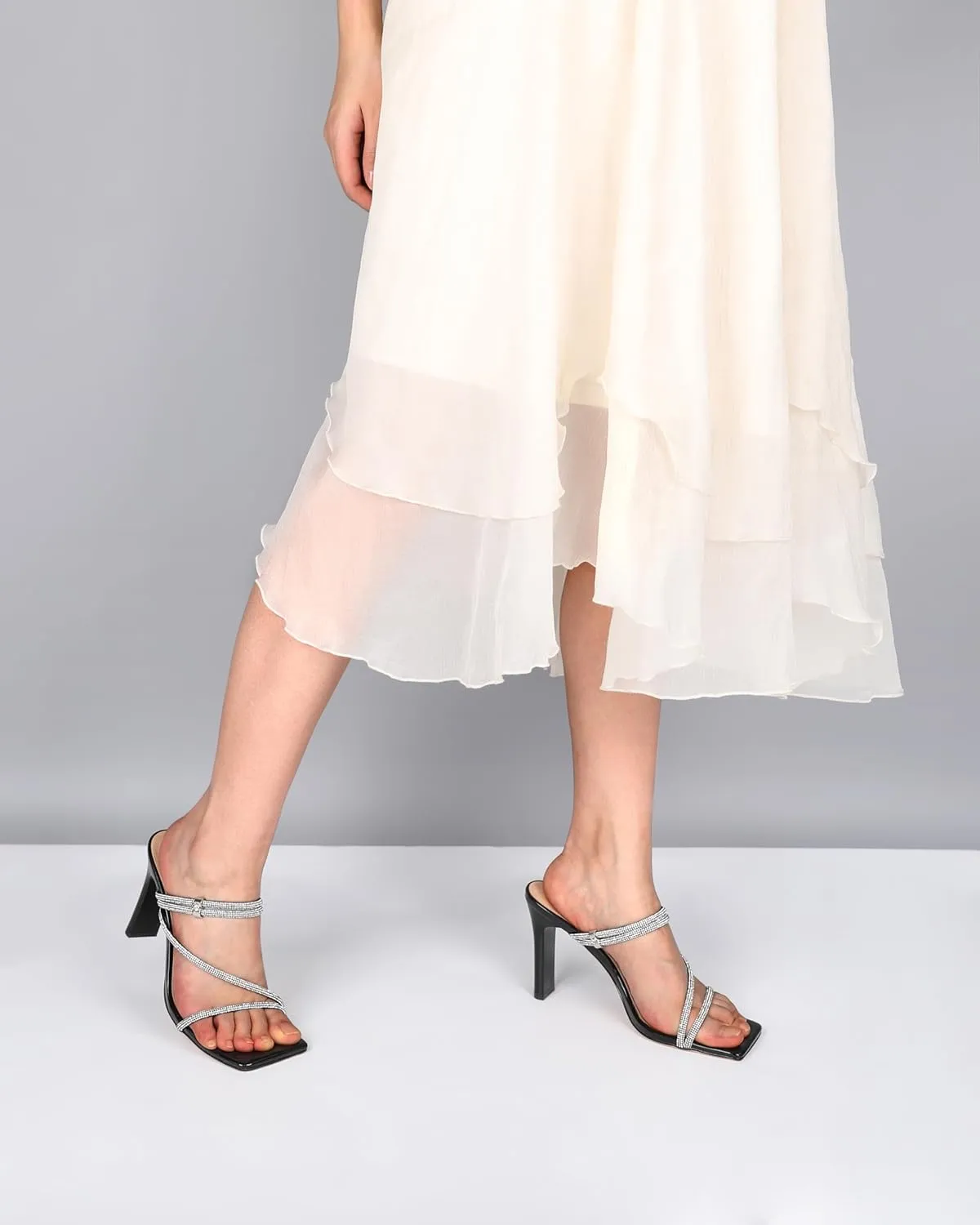 Joseywade Chunky Heels For Women Strappy High Heel Mules 3.5" Heeled Sandals Open Toe Shoes