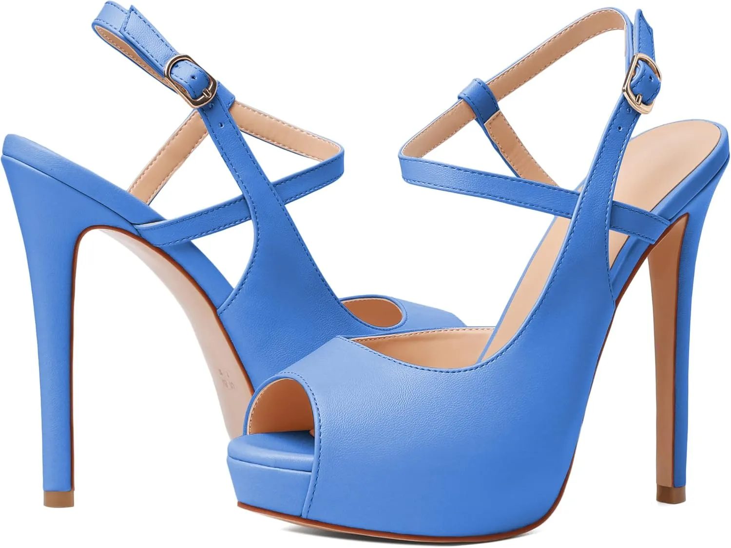 Joseywade Women Slingback Peep Toe Platform Pumps High Heel Sandals 5" Stiletto Heel Party Dress Shoes