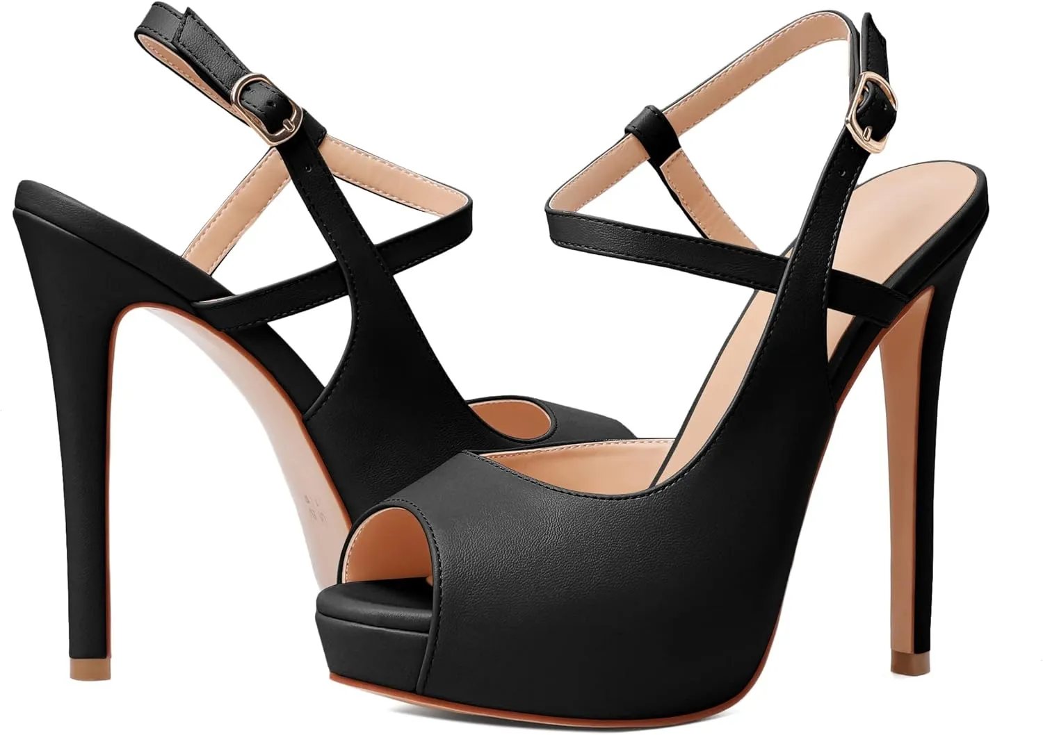 Joseywade Women Slingback Peep Toe Platform Pumps High Heel Sandals 5" Stiletto Heel Party Dress Shoes