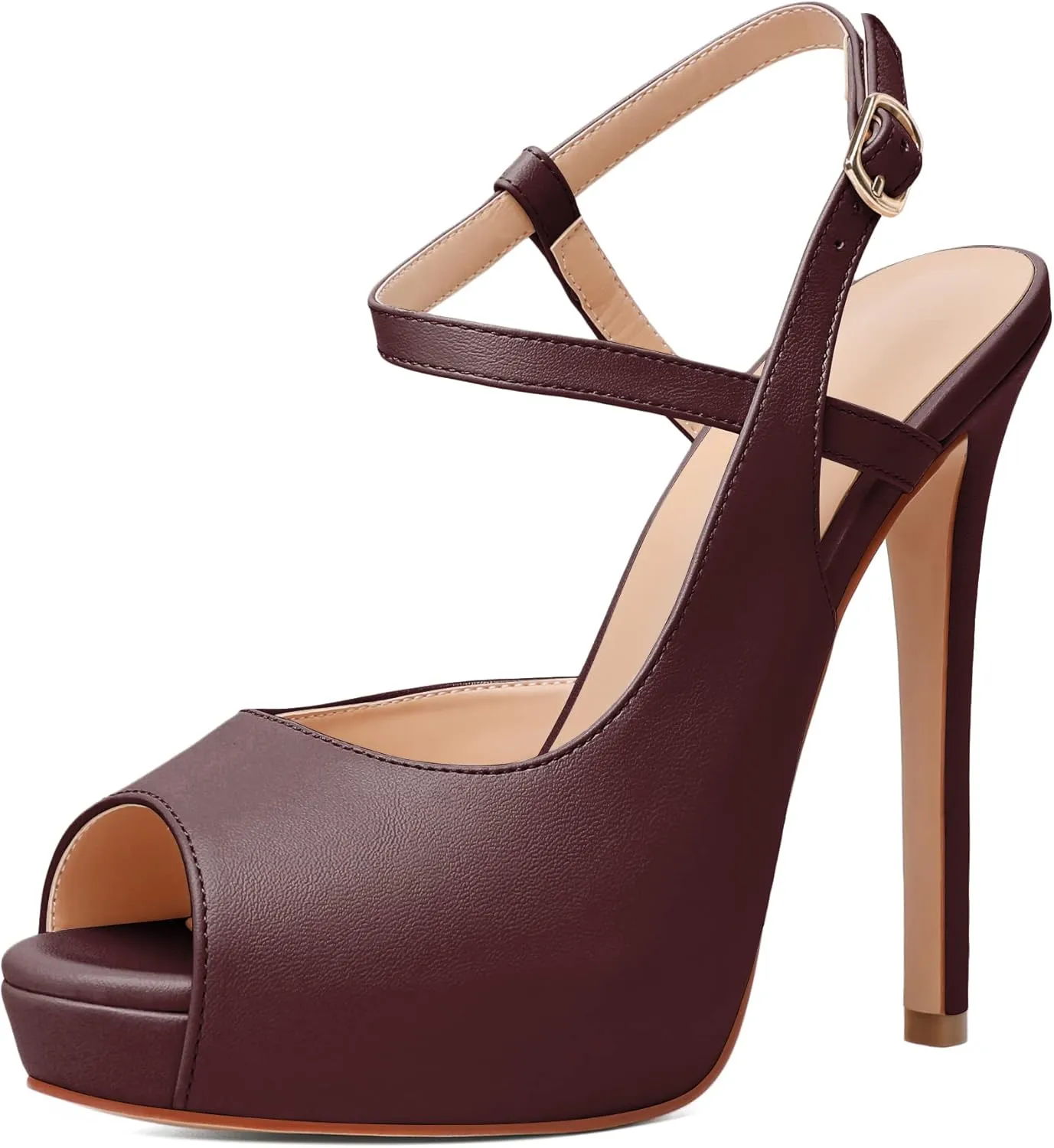 Joseywade Women Slingback Peep Toe Platform Pumps High Heel Sandals 5" Stiletto Heel Party Dress Shoes