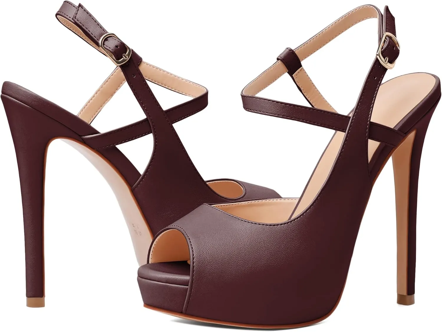 Joseywade Women Slingback Peep Toe Platform Pumps High Heel Sandals 5" Stiletto Heel Party Dress Shoes