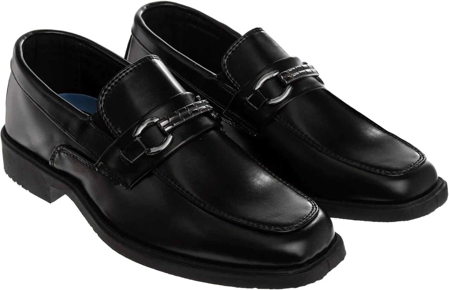Josmo Boys Dress Shoes – Slip-On Comfort Uniform Oxford Loafer with Buckle Black and Brown (Big Kid/Little Kid) (Size 13-6)