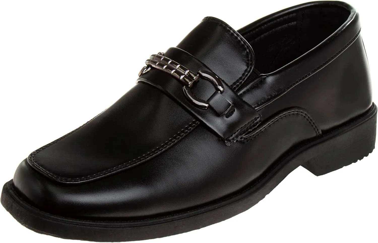 Josmo Boys Dress Shoes – Slip-On Comfort Uniform Oxford Loafer with Buckle Black and Brown (Big Kid/Little Kid) (Size 13-6)