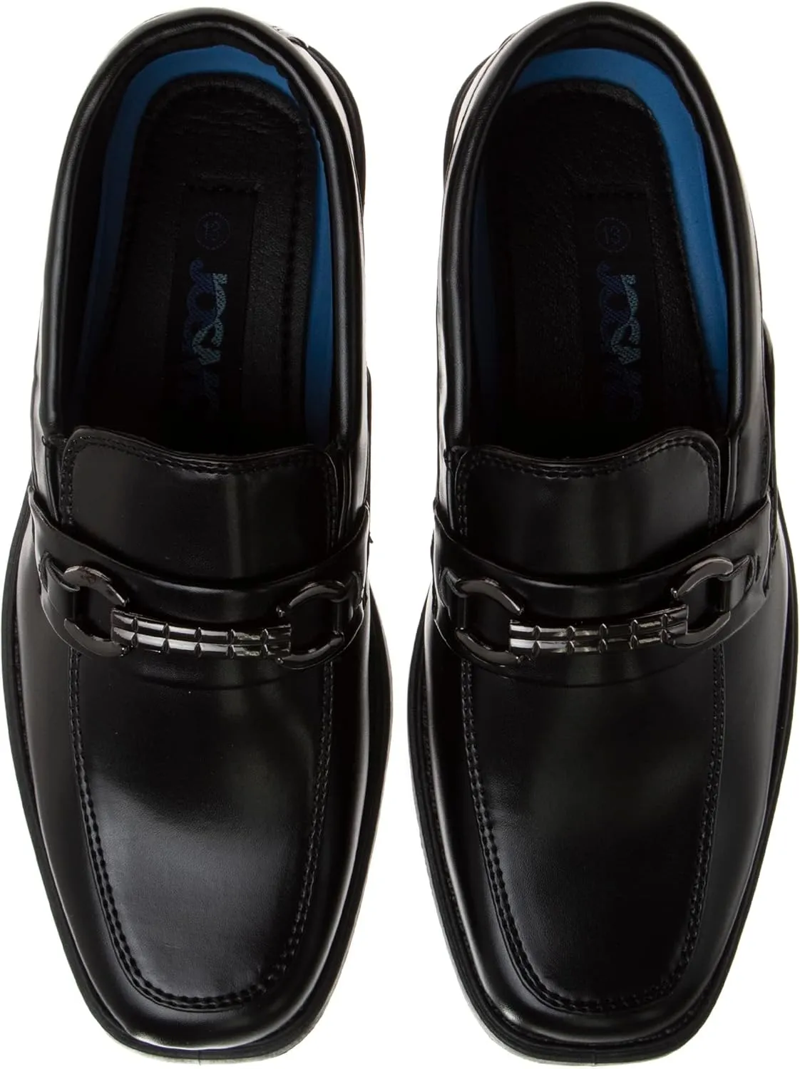 Josmo Boys Dress Shoes – Slip-On Comfort Uniform Oxford Loafer with Buckle Black and Brown (Big Kid/Little Kid) (Size 13-6)