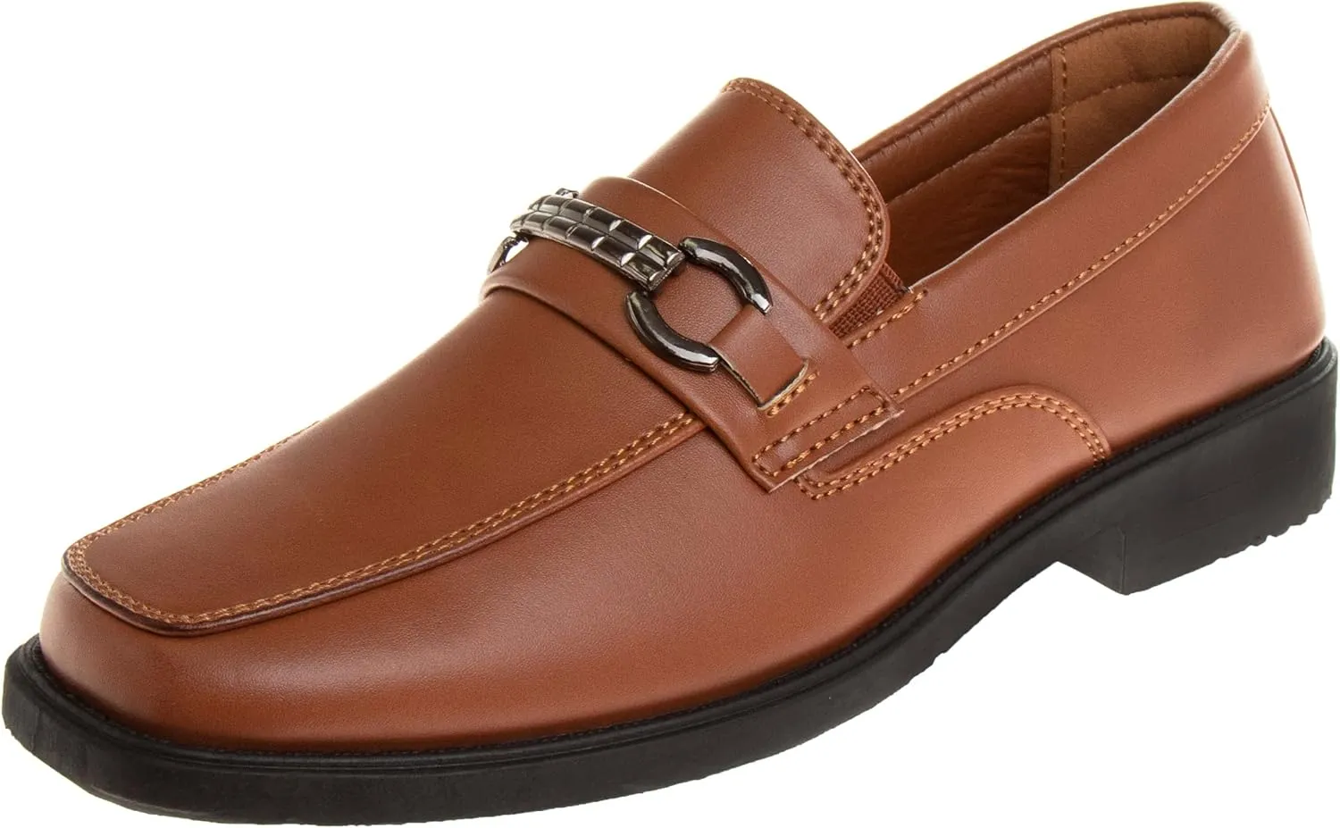 Josmo Boys Dress Shoes – Slip-On Comfort Uniform Oxford Loafer with Buckle Black and Brown (Big Kid/Little Kid) (Size 13-6)