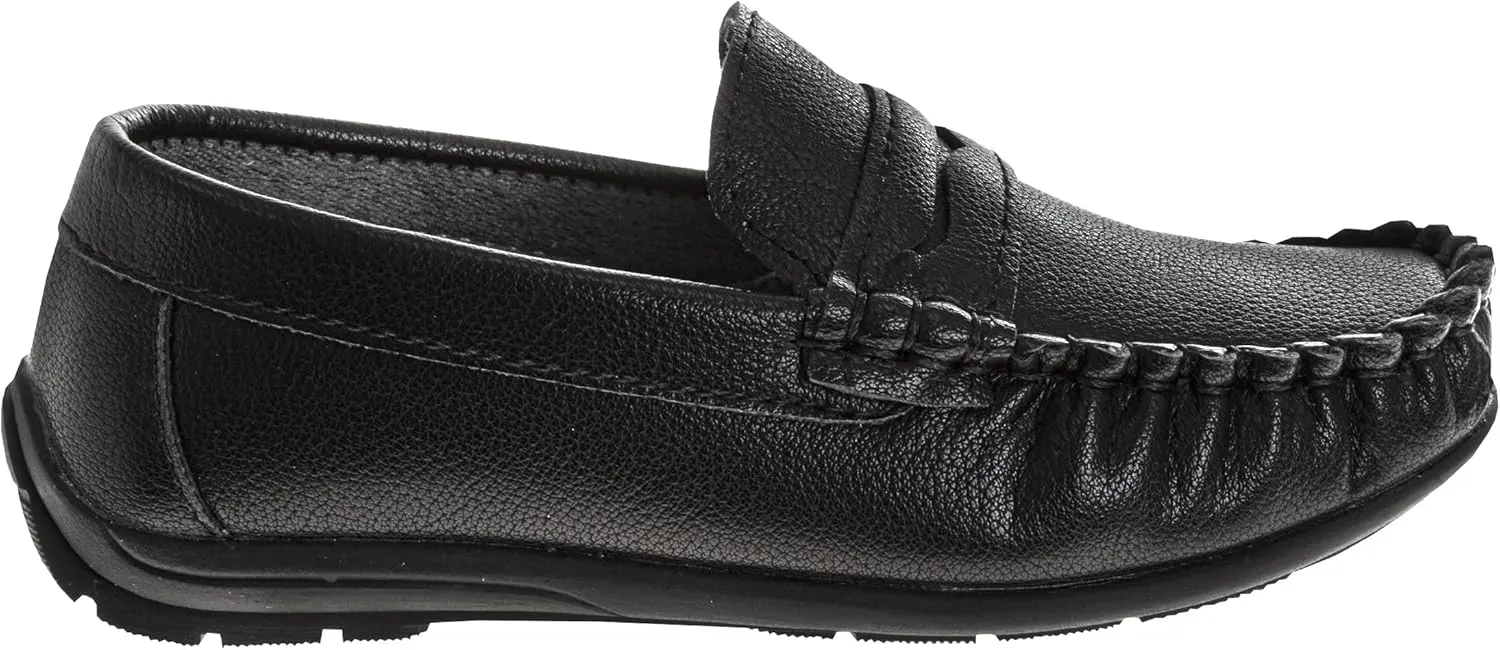Josmo Boys Moccasin Driving Loafers - Casual Dress Penny Slip On Boat Shoes (Sizes: 5-10 Toddlers / 11-13 Little Kids / 1-5 Big Kids)