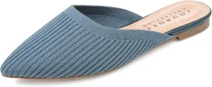 Journee Flat Knit Mules for Women - Closed Pointed Toe Slip-On Shoe - Comfortable Aniee Slide