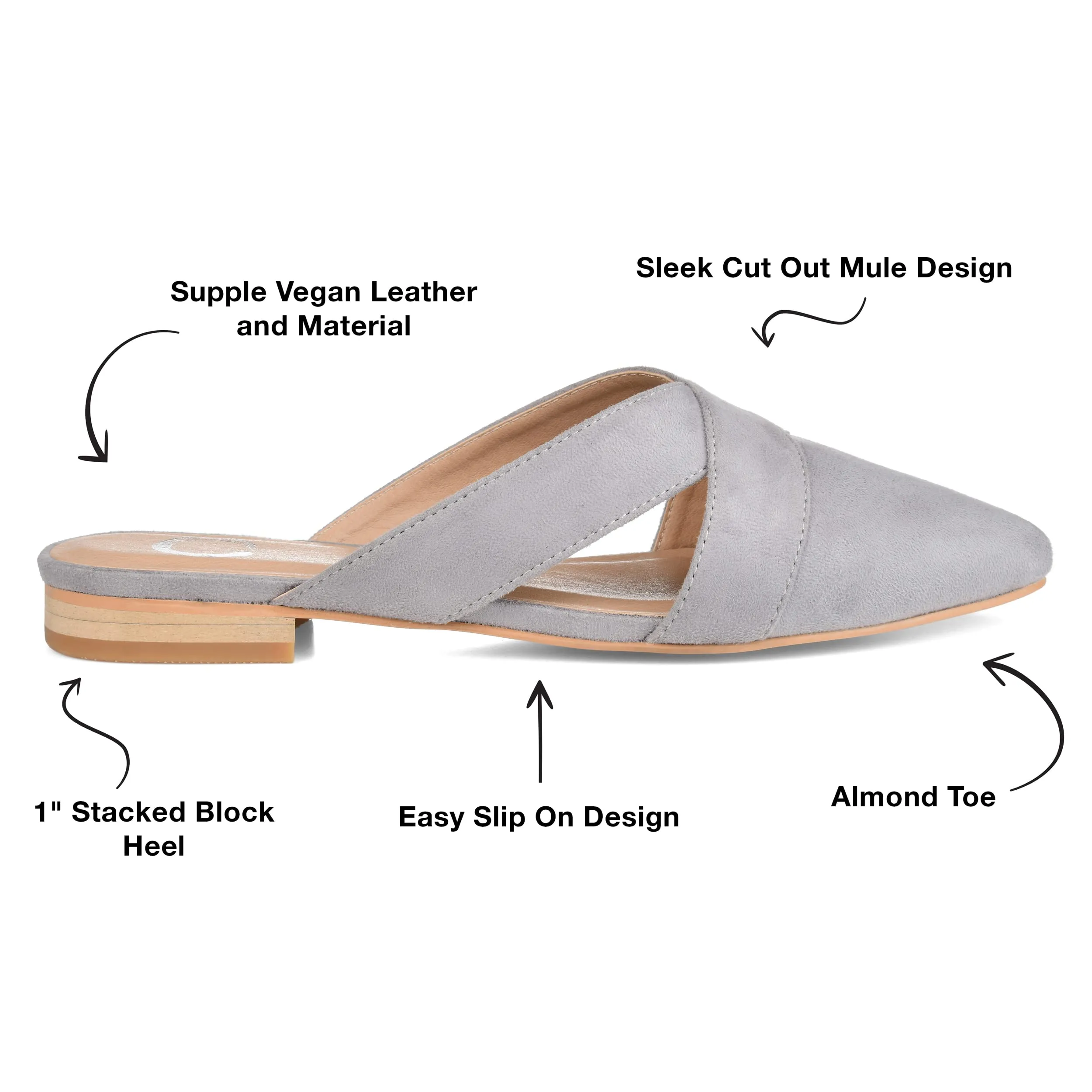 Journee Women's Giada Mule Flats Grey, 8