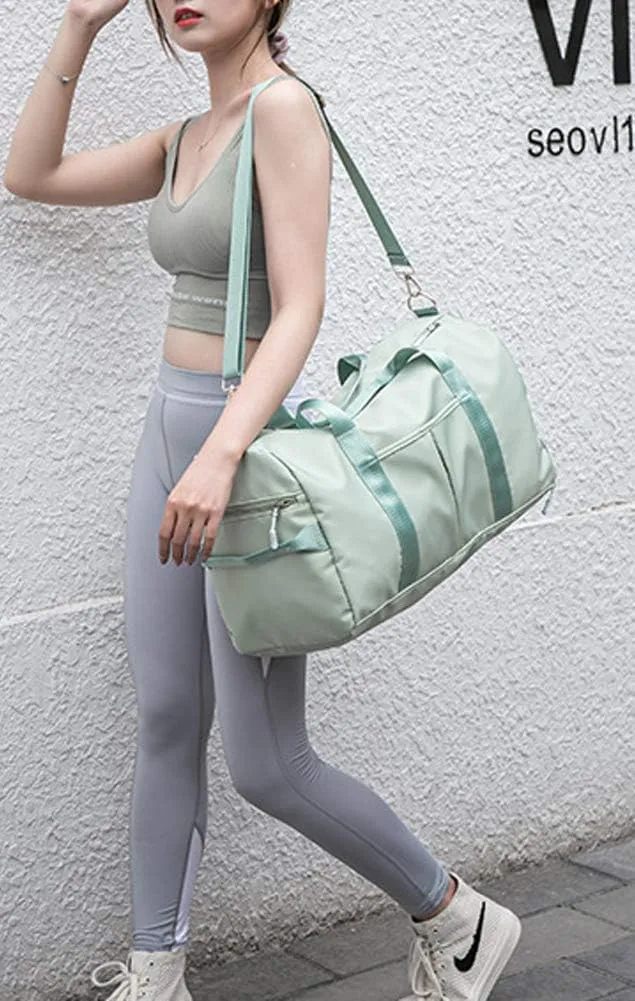 KARRESLY Sports Gym Bag for Women or Men Travel Duffel Bag with Wet Pocket and Shoes Compartment for Training Swim Yoga(Green)