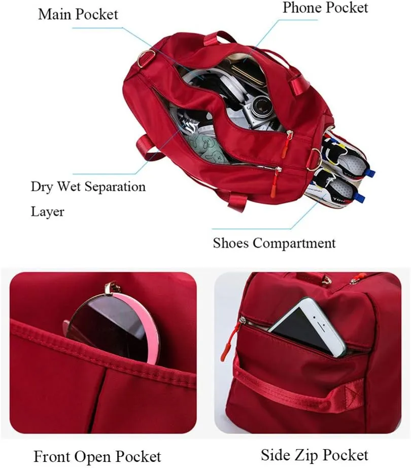 KARRESLY Sports Gym Bag for Women or Men Travel Duffel Bag with Wet Pocket and Shoes Compartment for Training Swim Yoga(Green)