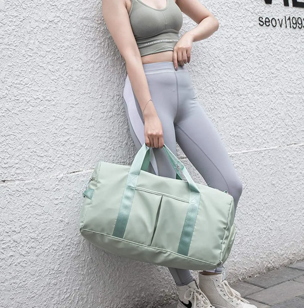 KARRESLY Sports Gym Bag for Women or Men Travel Duffel Bag with Wet Pocket and Shoes Compartment for Training Swim Yoga(Green)