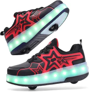 Kids Roller Skate Shoes - Rechargeable Wheels, Fashion Color, Shiny, Birthday for Boys and Girls