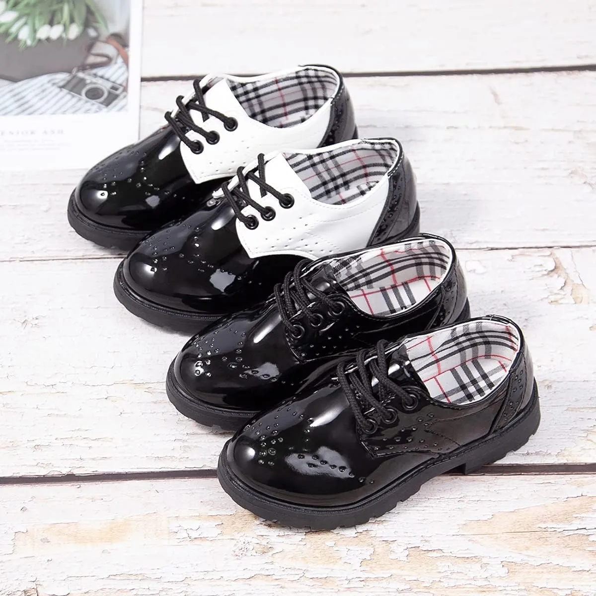KIDSUN Toddler Boy’s Girl’s Dress Shoes Comfort Lace-Up Oxford School Uniform Shoes Loafer Flats (Toddler/Little Kid) E-Black