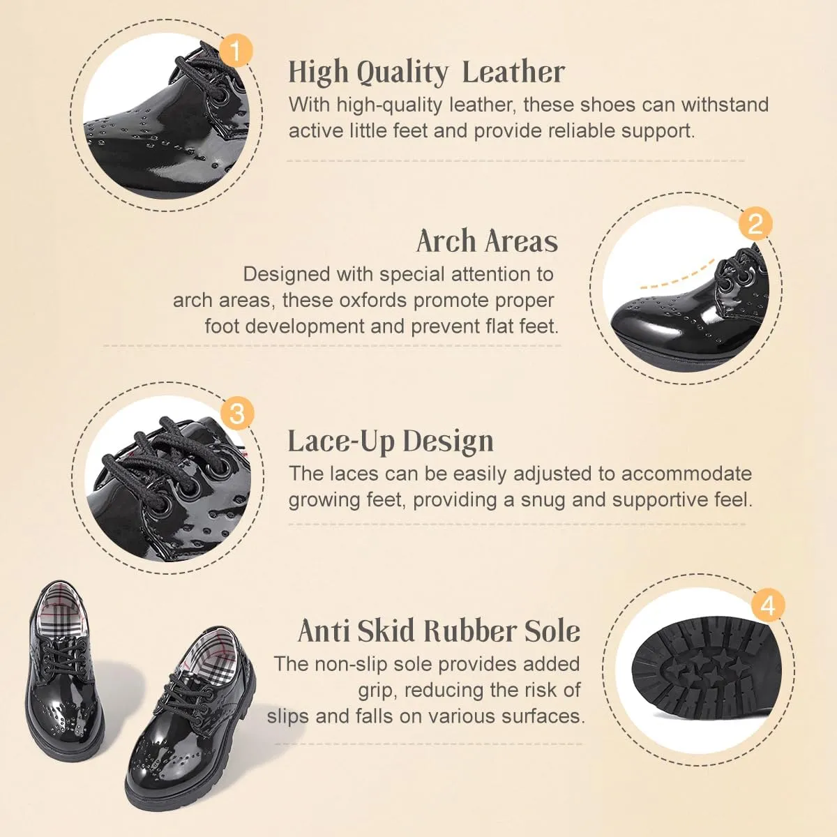 KIDSUN Toddler Boy’s Girl’s Dress Shoes Comfort Lace-Up Oxford School Uniform Shoes Loafer Flats (Toddler/Little Kid) E-Black