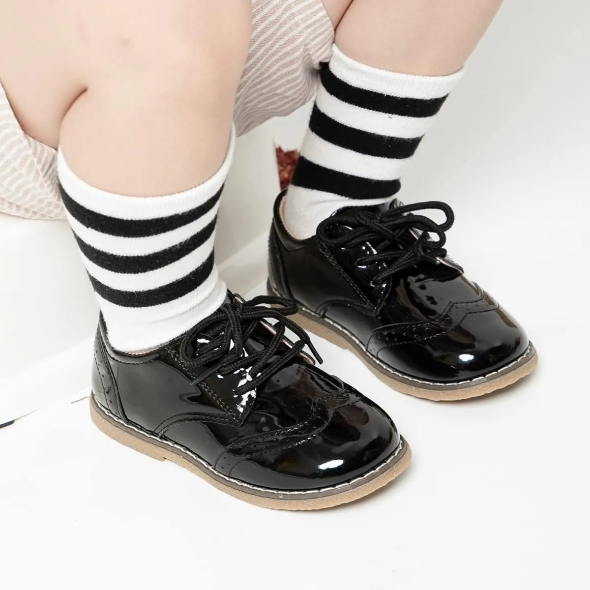 KIDSUN Toddler Boy’s Girl’s Dress Shoes Comfort Lace-Up Oxford School Uniform Shoes Loafer Flats (Toddler/Little Kid) E-Black