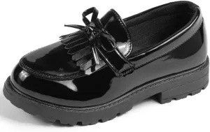KIDSUN Toddler Boy’s Girl’s Dress Shoes Comfort Lace-Up Oxford School Uniform Shoes Loafer Flats (Toddler/Little Kid) E-Black