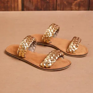 Kingsley Heath Braided Sandal Gold/Brass/Tan