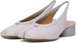 KOKOMOMO Black Split Toe Slingback Heels for Women Japanese Tabi Shoes Cylindrical Block Heels Pumps Chunky Heel Office Wedding Party Dress Shoes