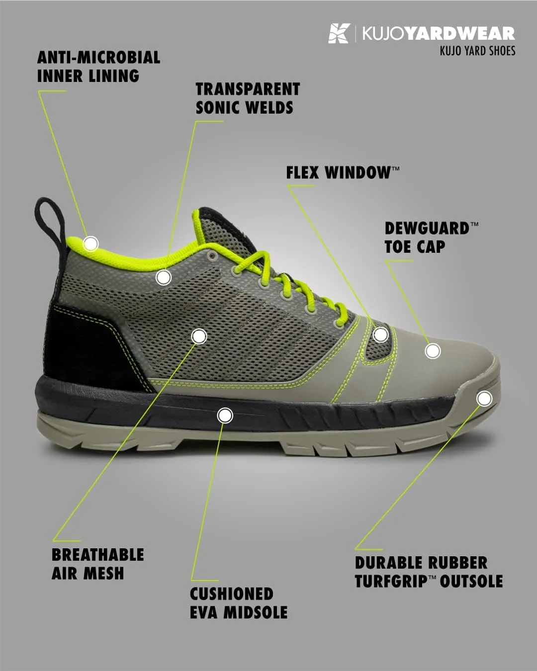 Kujo Yardwear Yard Shoe for Landscaping & Everyday Wear. Water/Slip Resistant