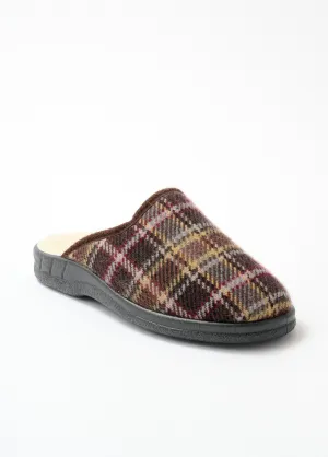 Large width wool-lined mule slipper