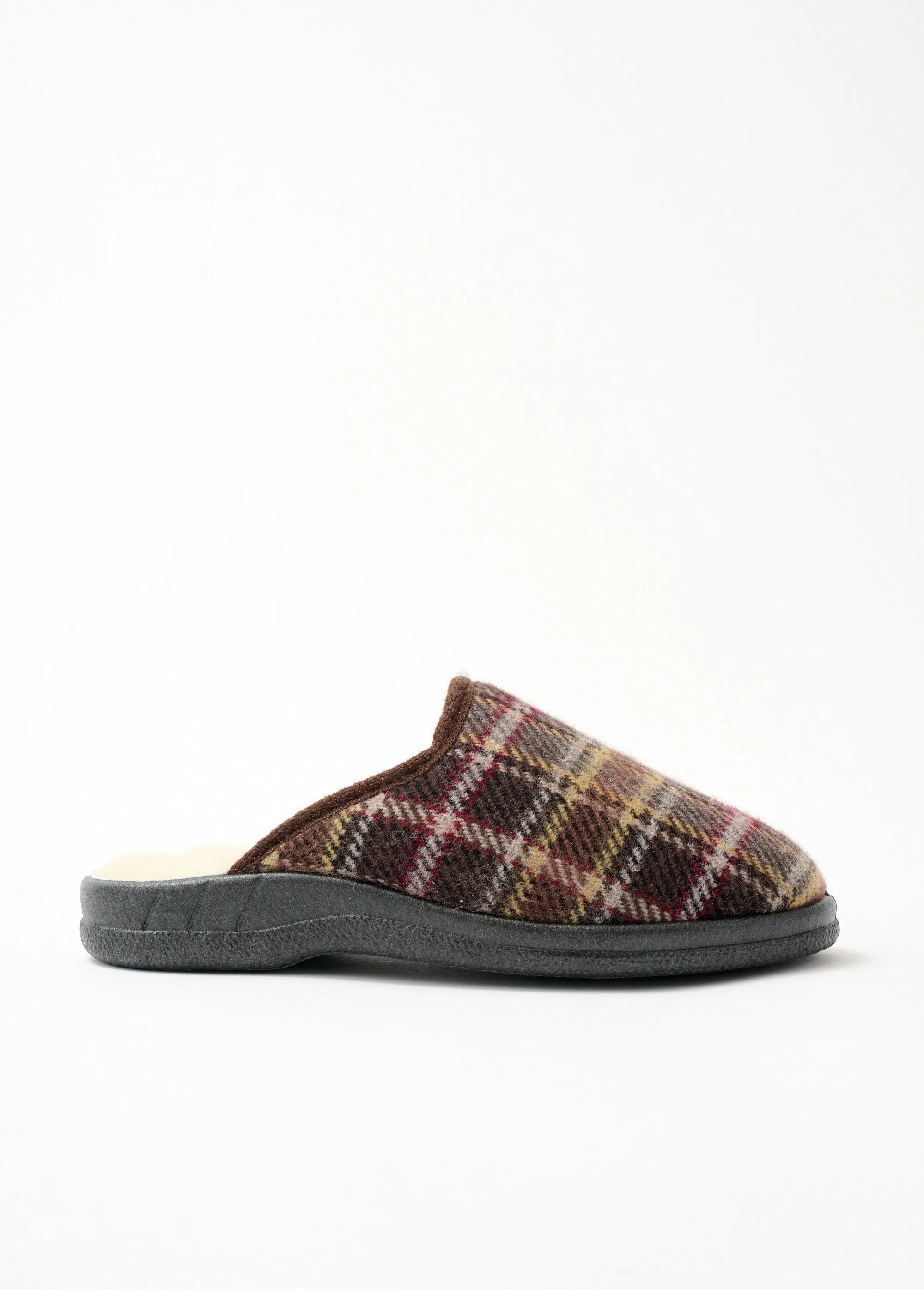 Large width wool-lined mule slipper
