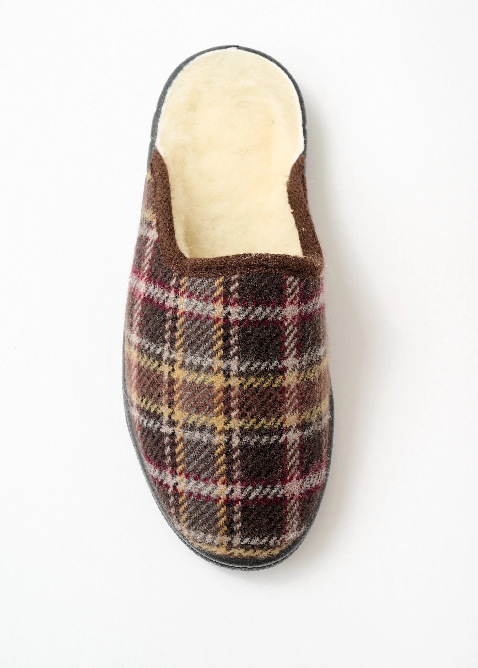 Large width wool-lined mule slipper