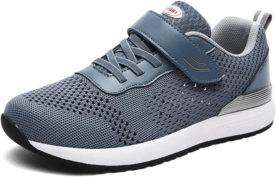 LEADER SHOW Men's Casual Elderly Safety Walking Shoes Light Weight Strap Comfort Sneakers