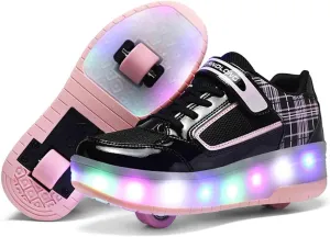 LED Light Up Kids Roller Shoes with 4 Wheels, Sneakers for Boys Girls Birthday Thanksgiving Christmas Day