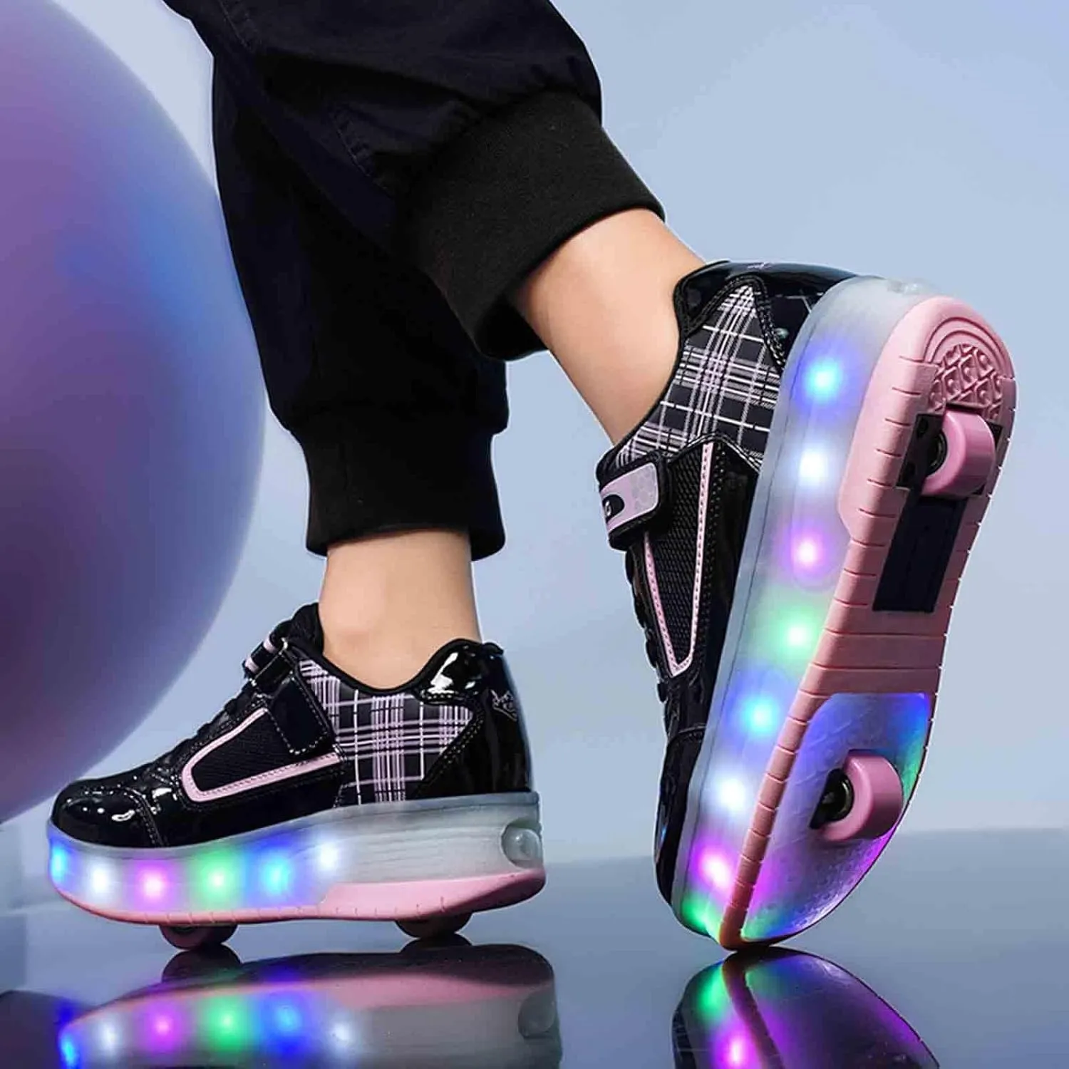LED Light Up Kids Roller Shoes with 4 Wheels, Sneakers for Boys Girls Birthday Thanksgiving Christmas Day