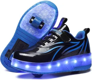 LED Light Up Kids Roller Skate Shoes with 2 Wheels,USB Rechargeable Rallar Shoe Sneakers for Boys Girls Birthday Thanksgiving Christmas Day