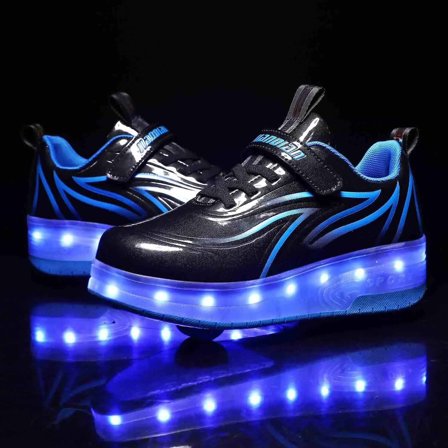 LED Light Up Kids Roller Skate Shoes with 2 Wheels,USB Rechargeable Rallar Shoe Sneakers for Boys Girls Birthday Thanksgiving Christmas Day