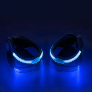 LED Shoes Clip Lights USB Charging for Night Running Gear, Color RGB Strobe and Steady Color Flash Mode, Safety Clip Lights for Running, Jogging, Walking, Biking(One Pair) (Blue)