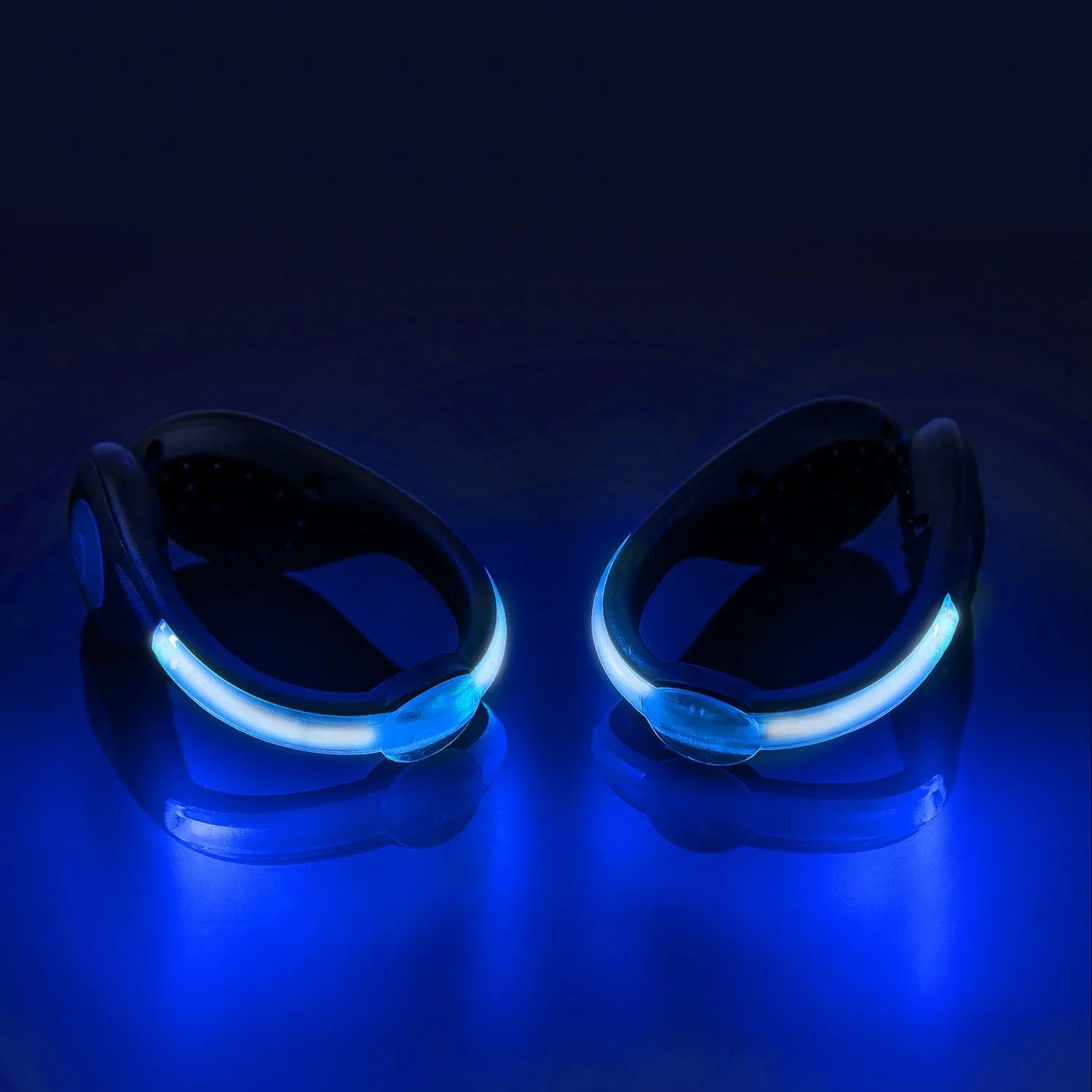 LED Shoes Clip Lights USB Charging for Night Running Gear, Color RGB Strobe and Steady Color Flash Mode, Safety Clip Lights for Running, Jogging, Walking, Biking(One Pair) (Blue)