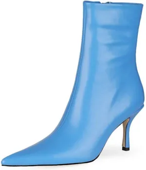 LEMUTISME Women's Trendy Snakeskin Booties Chic Pointed Toe Side Zip 3IN Stiletto High Heels Dress Fashion Ankle Boots For Office Party