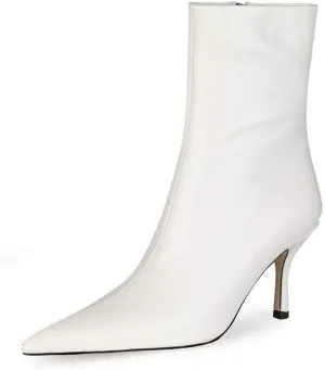 LEMUTISME Women's Trendy Snakeskin Booties Chic Pointed Toe Side Zip 3IN Stiletto High Heels Dress Fashion Ankle Boots For Office Party