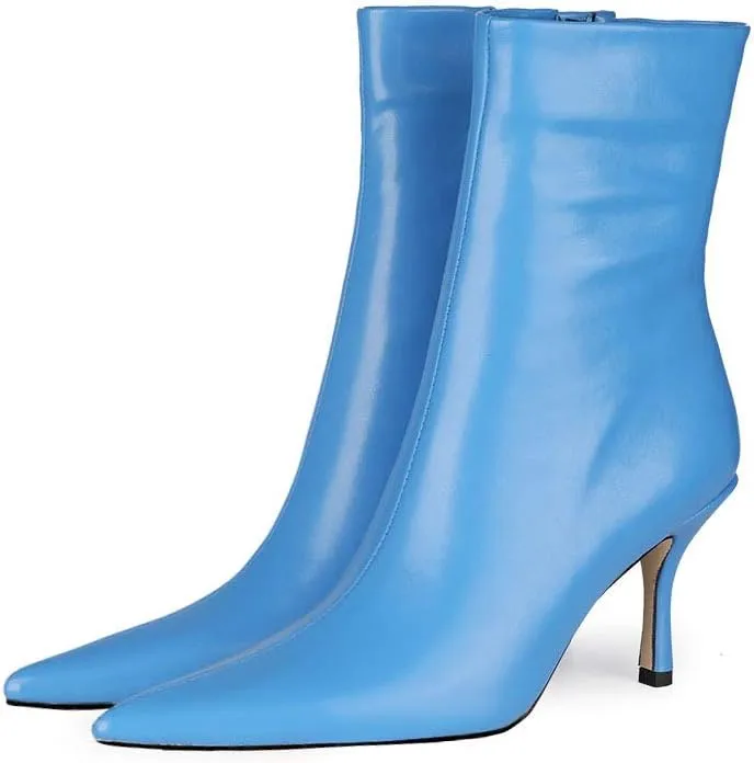 LEMUTISME Women's Trendy Snakeskin Booties Chic Pointed Toe Side Zip 3IN Stiletto High Heels Dress Fashion Ankle Boots For Office Party