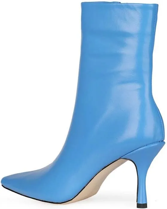 LEMUTISME Women's Trendy Snakeskin Booties Chic Pointed Toe Side Zip 3IN Stiletto High Heels Dress Fashion Ankle Boots For Office Party
