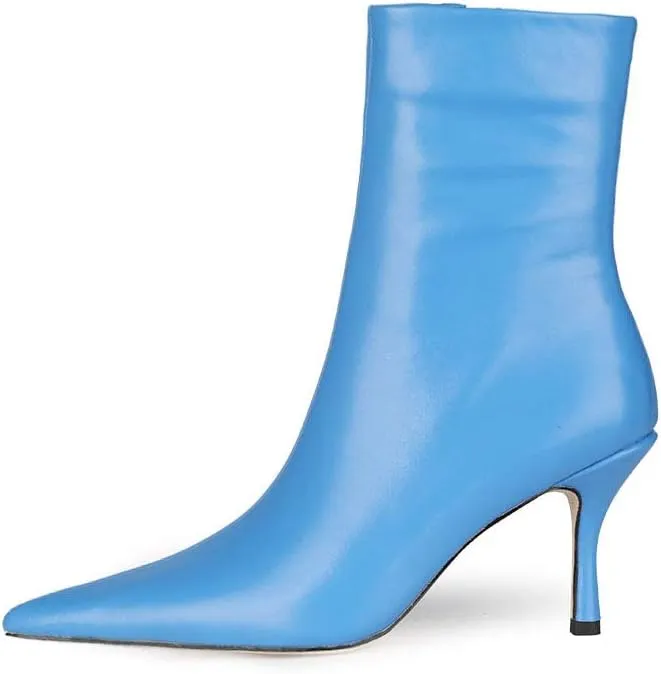 LEMUTISME Women's Trendy Snakeskin Booties Chic Pointed Toe Side Zip 3IN Stiletto High Heels Dress Fashion Ankle Boots For Office Party