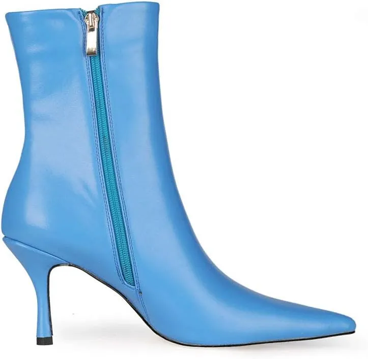 LEMUTISME Women's Trendy Snakeskin Booties Chic Pointed Toe Side Zip 3IN Stiletto High Heels Dress Fashion Ankle Boots For Office Party