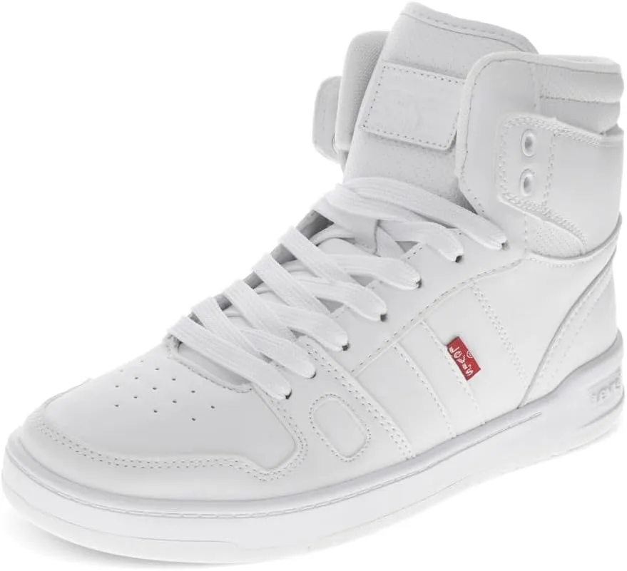 Levi's Womens BB Hi Perf UL Synthetic Leather Casual Lace Up Sneaker Shoe, White Mono, 9 M