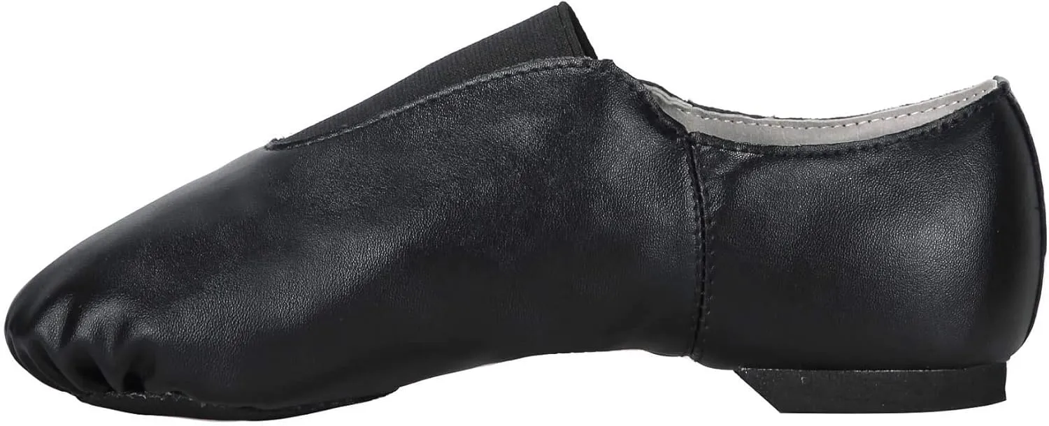 Linodes PU Leather Jazz Shoe Slip On Dance Shoes with Up Elastic for Girls and Boys (Toddler/Little Kid/Big Kid)