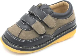 Little Mae's Boutique Sneaker Squeaky Shoes for Toddler Boys, Ideal Toddler Walking Shoes with Removable Squeaker and Adjustable Strap - Flexible Sole Baby Shoes
