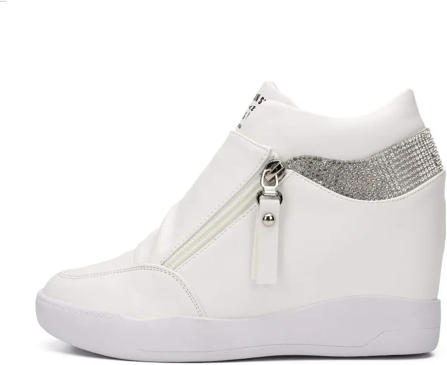 LIURUIJIA Women's Platform Hidden Wedge Sneakers High-Top Fashion Sneakers Dressy Casual Tennis Shoes Ankle Boots