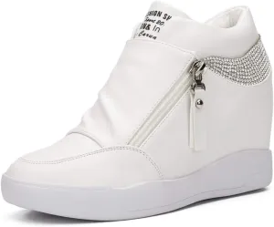 LIURUIJIA Women's Platform Hidden Wedge Sneakers High-Top Fashion Sneakers Dressy Casual Tennis Shoes Ankle Boots